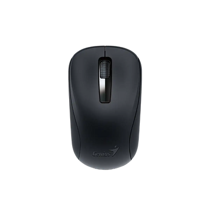 Genius NX-7005 wireless USB mouse showing the left and right click buttons and scroll wheel 