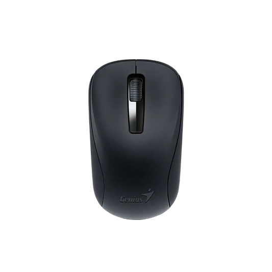 Genius NX-7005 wireless USB mouse showing the left and right click buttons and scroll wheel 