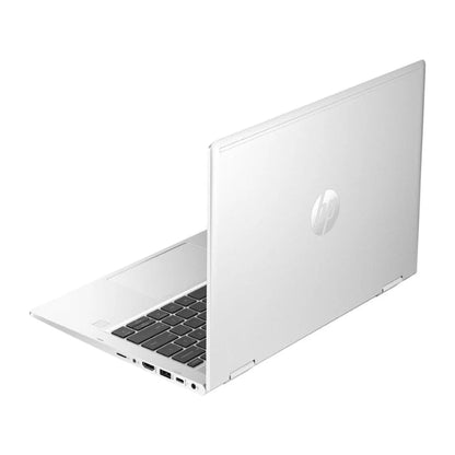 Rear view of the HP ProBook x360 435 G10 Laptop showing the silver back cover with the HP logo. 