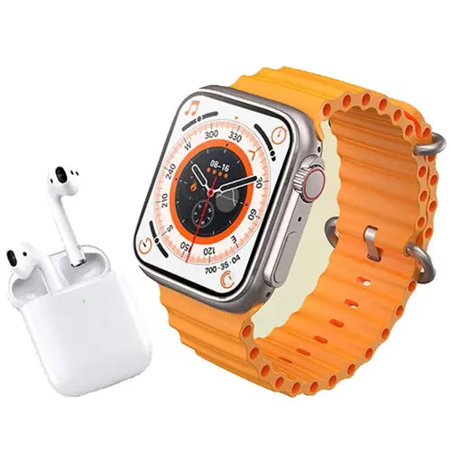 I8 Ultra Smart Watch & Wireless Earbuds Set – Bluetooth Call, Fitness Tracker, Touchscreen Combo