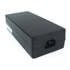 This Level VI efficiency AC/DC power supply brick operates within a voltage range of 100-240 VAC. It delivers 12V; drawing 9A; r