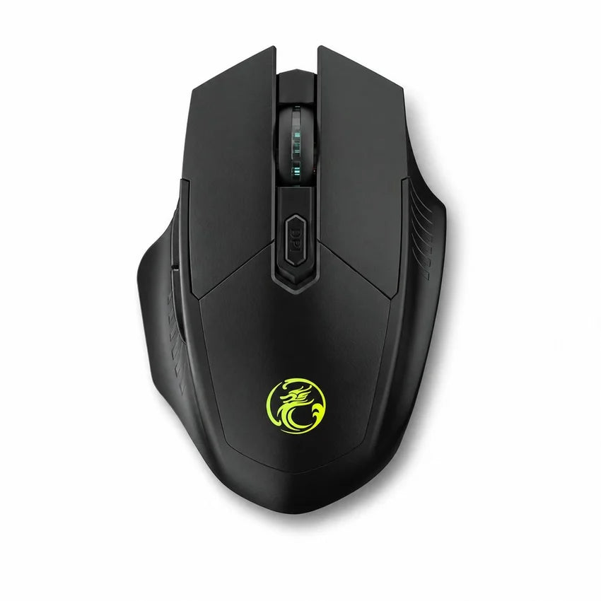 Top view of the black iMICE GW-X3 Black Dual Mode Wireless USB-C Rechargeable mouse 