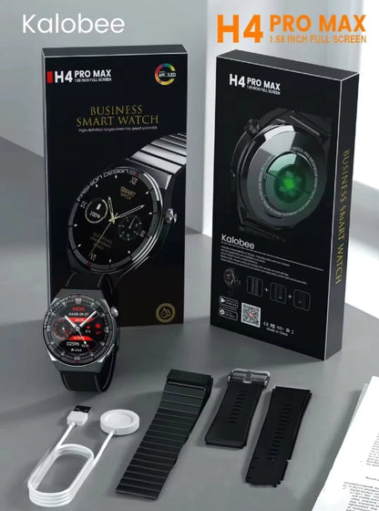 Kalobee H4 Pro Max Smart Watch 1.68" – Bluetooth Call, AMOLED Display, Wireless Charging, Business Watch