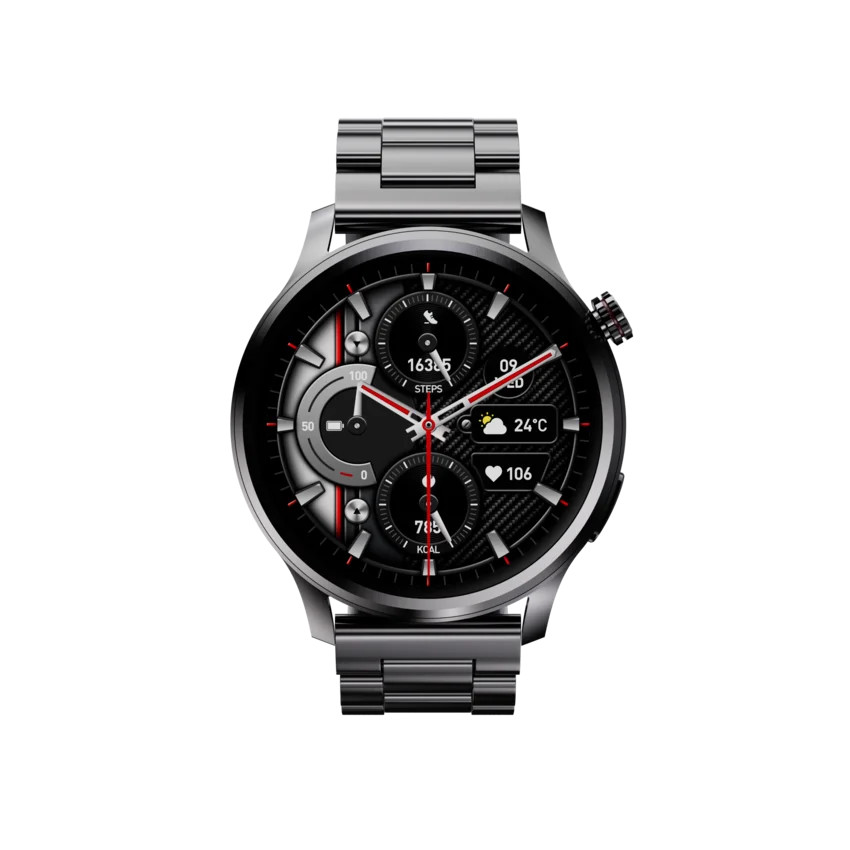 Kalobee SK51 Business Smartwatch with a black display and metal band on a white background
