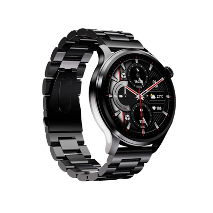 Slight left angled view of the Kalobee SK51 Business Smart Watch with an analogue watch face