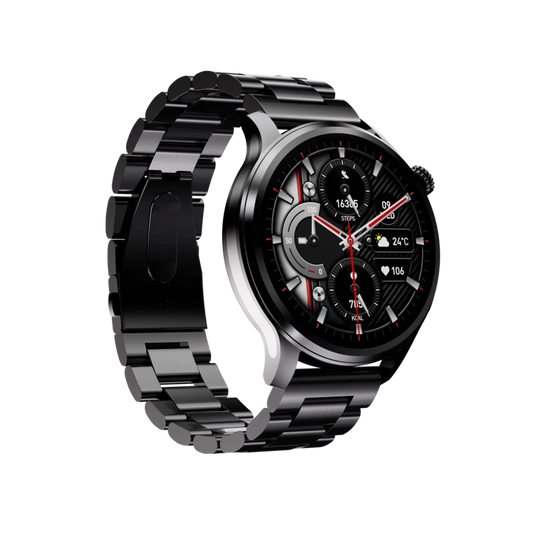 Slight left angled view of the Kalobee SK51 Business Smart Watch with an analogue watch face