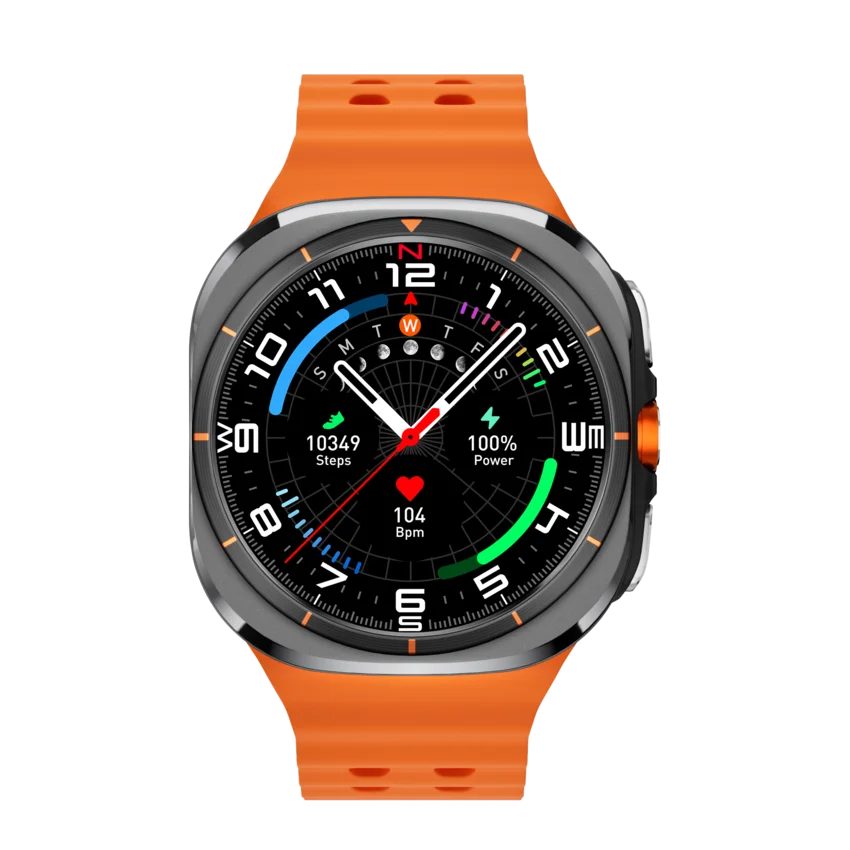 Kalobee Ultra SK7 Smartwatch with an orange band on a white background