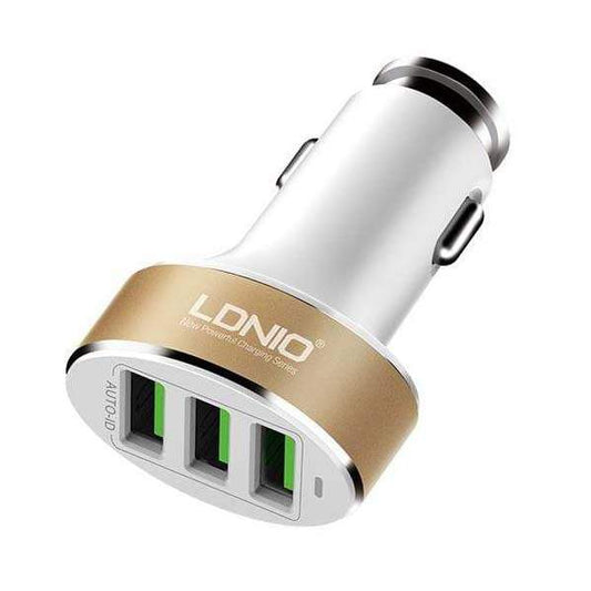 LDNIO 3 PORT USB CAR CHARGER - ROSEGOLD
