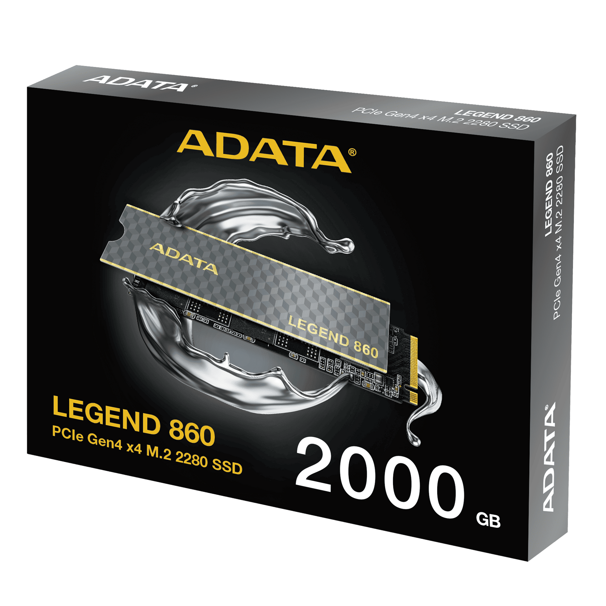 Packaging with 'Legend 860' and '2000 GB' text on a black background