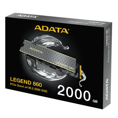 Packaging with 'Legend 860' and '2000 GB' text on a black background