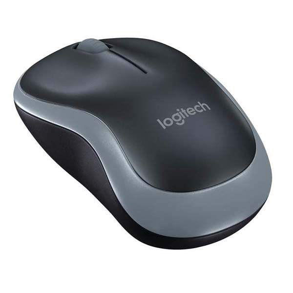 Logitech Wireless Mouse M185 (Black & Swift Grey) Nano USB receiver 3 buttons optical tracking with wheel 10m range 12-month bat