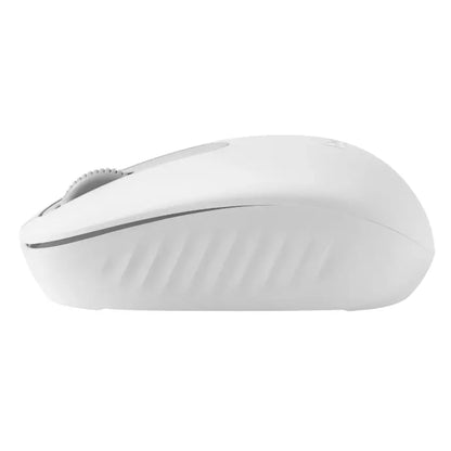 Side view of the White Logitech M196 Bluetooth Wireless Mouse on a white background