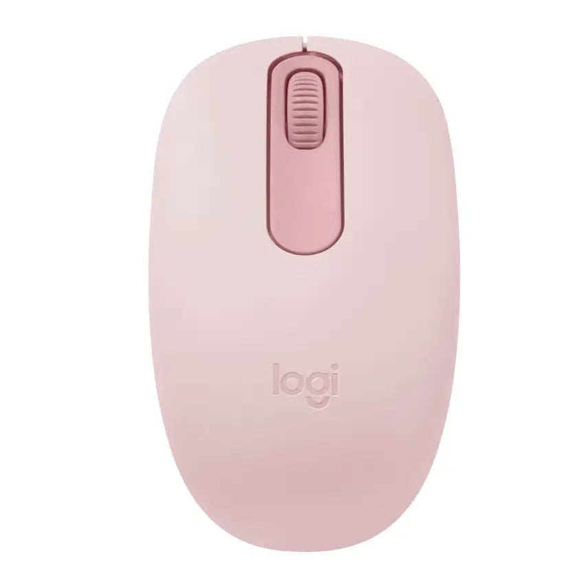 Pink Logitech M196 Bluetooth Wireless Mouse with Logitech logo on a white background