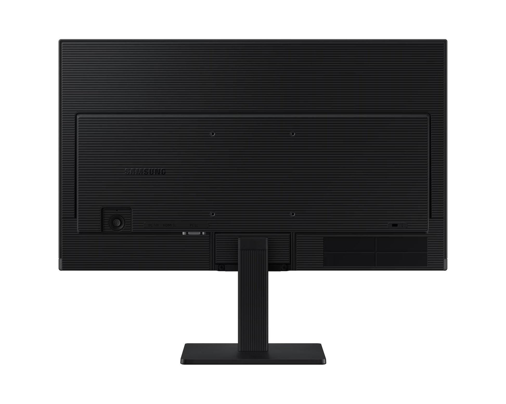 Black computer monitor on a white background