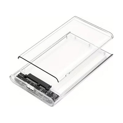 Clear 2.5" USB3.0 external hard drive chassis with SATA connection