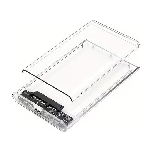 Clear 2.5" USB3.0 external hard drive chassis with SATA connection