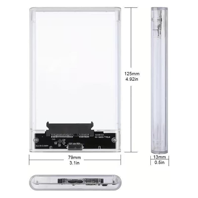 image showing the dimensions of the M-Link SATA USB3.0 2.5" SATA external chassis