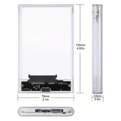 image showing the dimensions of the M-Link SATA USB3.0 2.5" SATA external chassis