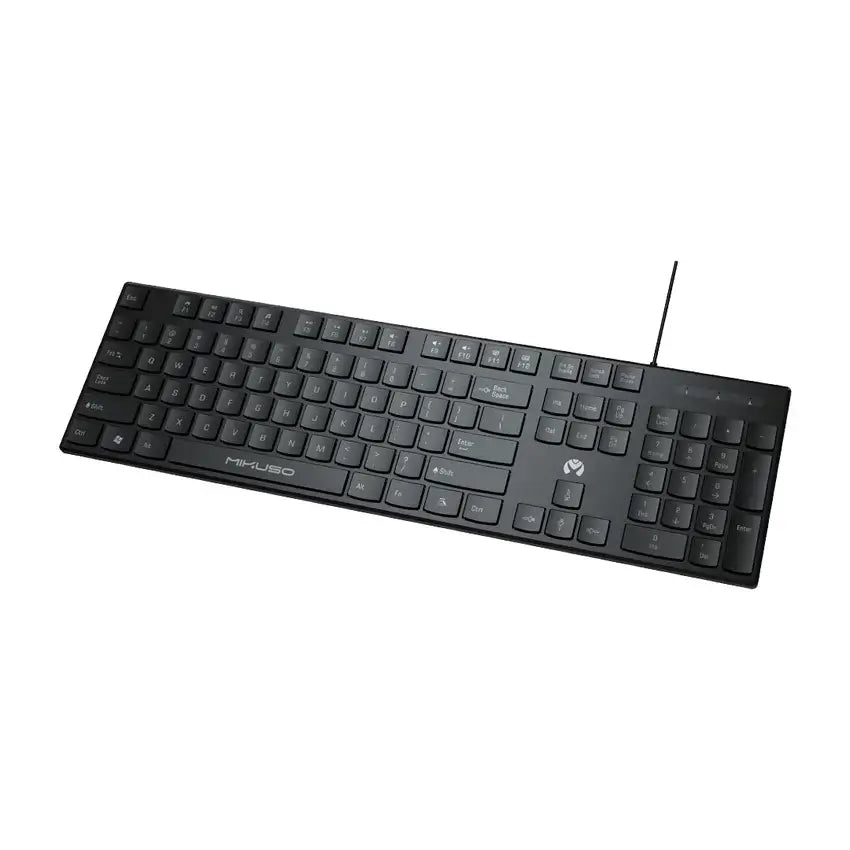 Black Mikuso KB-052U Wired USB Keyboard on a white background