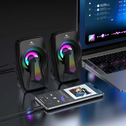 Mikuso MS-059 RGB USB Gaming Desktop Speakers | Stereo 2.0 Speaker System with RGB Lighting