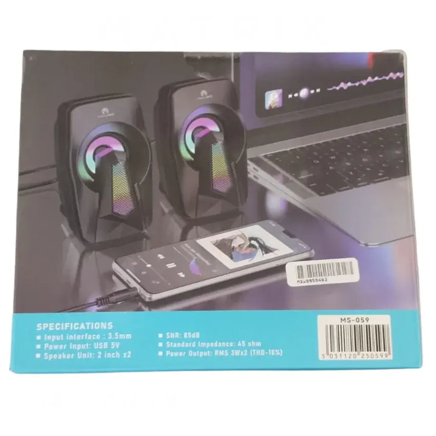 Mikuso MS-059 RGB USB Gaming Desktop Speakers | Stereo 2.0 Speaker System with RGB Lighting