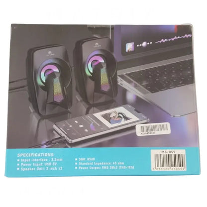 Mikuso MS-059 RGB USB Gaming Desktop Speakers | Stereo 2.0 Speaker System with RGB Lighting