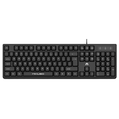 Mikuso KB-039U Black keyboard with visible brand logo on a white background