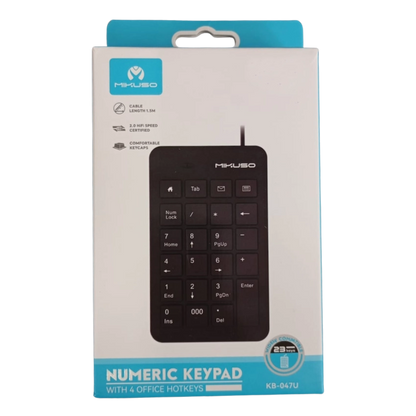Mikubo numeric keypad in packaging with blue and white design