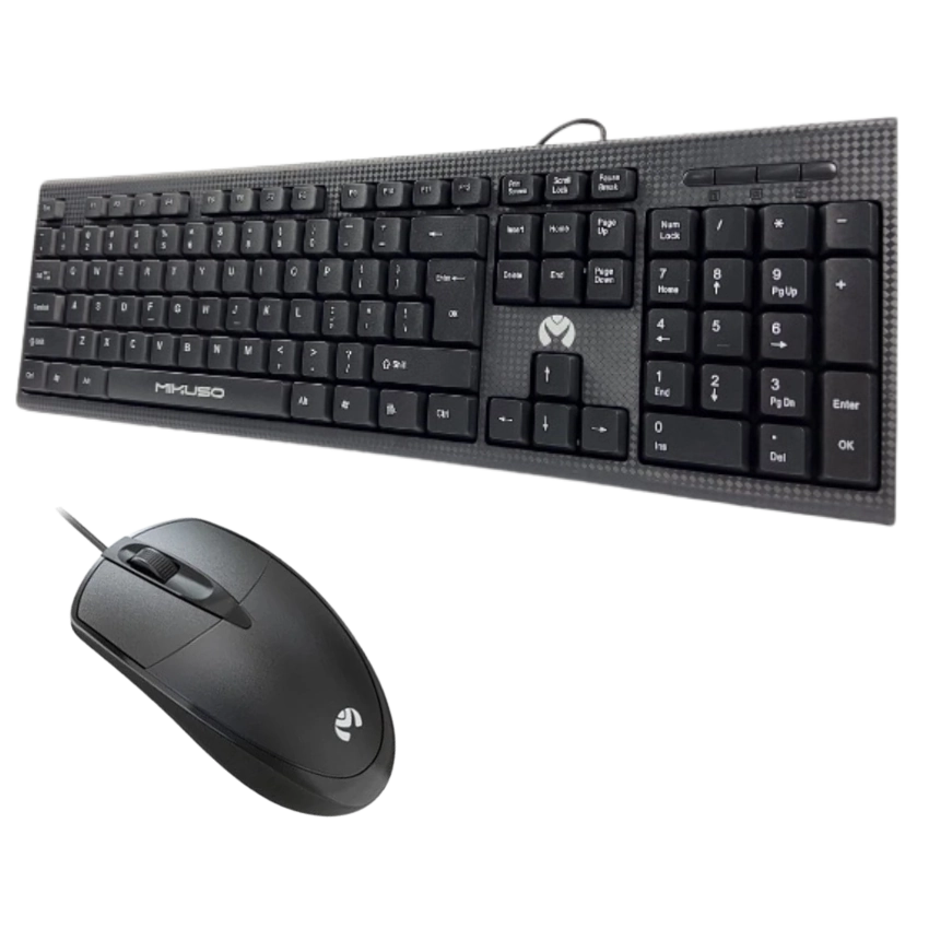 Mikuso KB-C049 Black keyboard and mouse set on a white background