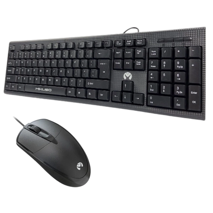 Mikuso KB-C049 Black keyboard and mouse set on a white background