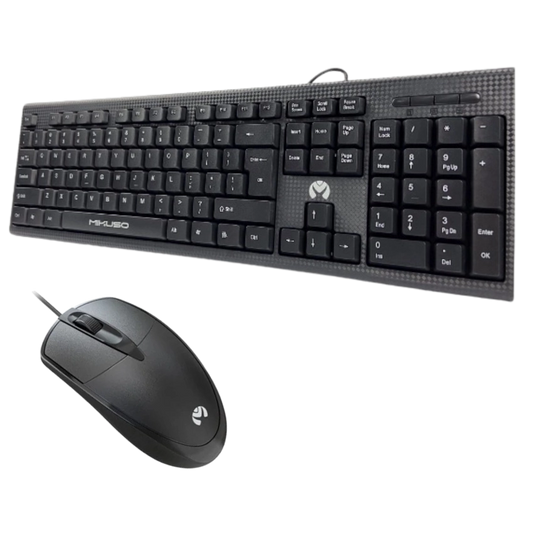 Mikuso KB-C049 Black keyboard and mouse set on a white background