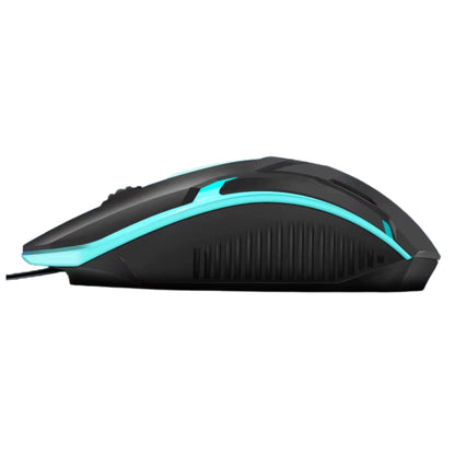Mikuso MOS-379U Black gaming mouse with blue accents on a white background