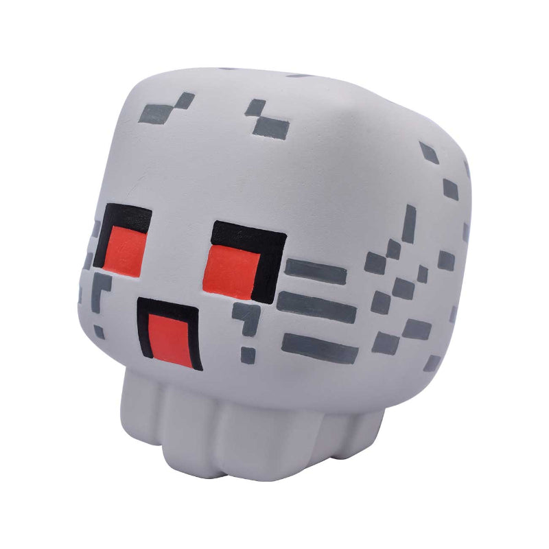Side view of the grey Minecraft Mega Squishme Ghast with red and black eyes and mouth