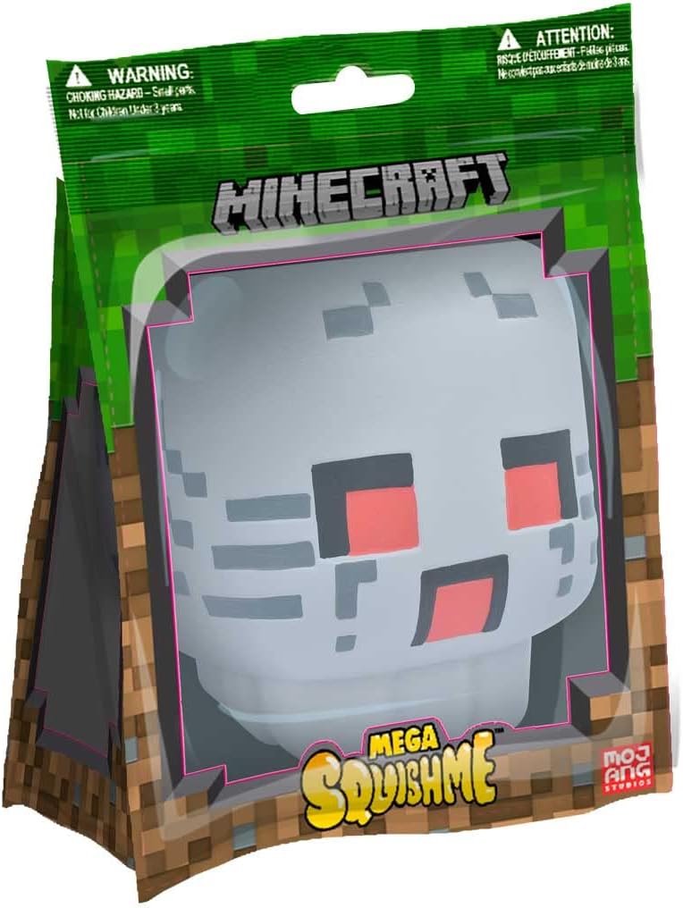 Minecraft Mega Squishme Ghast toy in packaging with green warning label