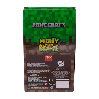 Minecraft Mighty Mega Squishme toy packaging with green and brown design.