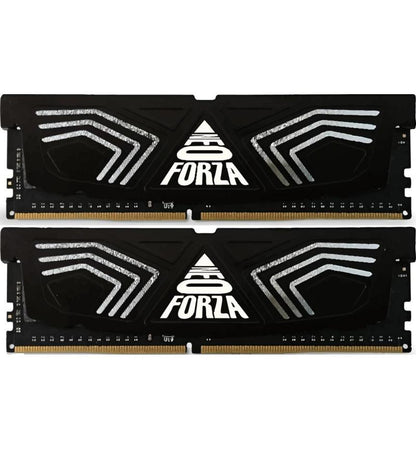Two black RAM modules with white 'FORZA' branding on a white background