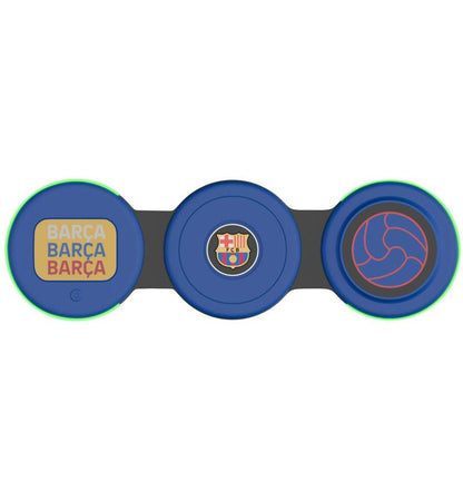 OCPC FCB 3-in-1 wireless charger with FC Barcelona logos charges phone, AirPods, and smartwatch.