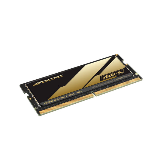 Gold and black RAM module on a white background