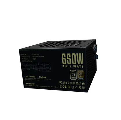 OCPC BZ650 650W 80+ Bronze Power Supply – Non-Modular, ATX, Dual EPS, 120mm Fan
