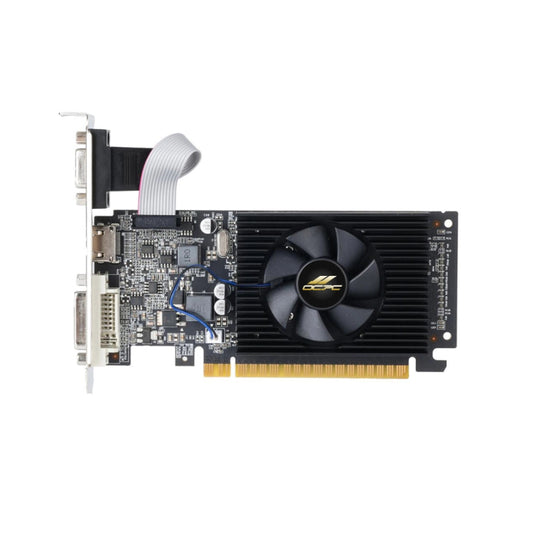 OCPC GT210 1GB GDDR3 low profile Computer graphics card with a fan on a white background