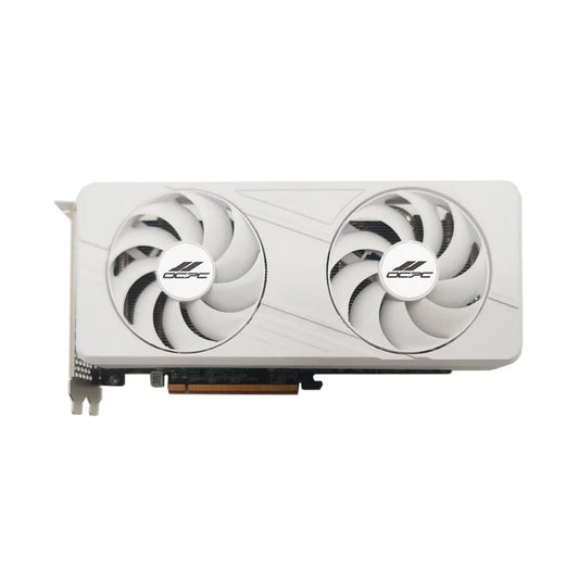 OCPC Radeon RX 6700XT 12GB GDDR6 XK White Computer graphics card with dual fans on a white background
