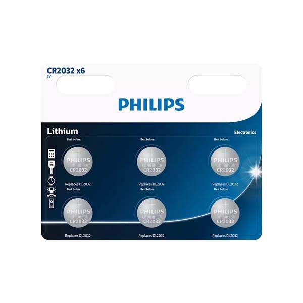 Philips CR2032 Mini Batteries - 6 Pack