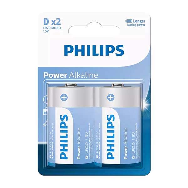 POWER ALKALINE BATTERY D 2 X PACK