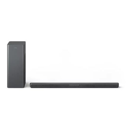 Front view of the Black TAB6309 2.1ch soundbar and subwoofer on a white background
