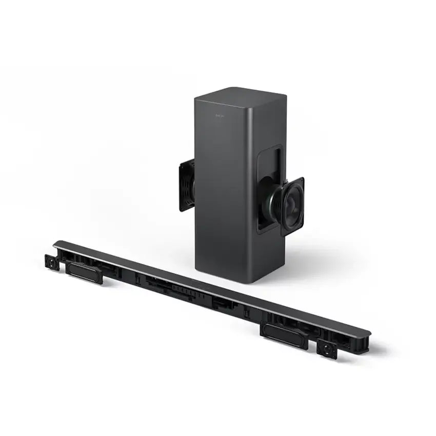 Angled diagram view of the Philips TAB6309 2.1ch soundbar with subwoofer