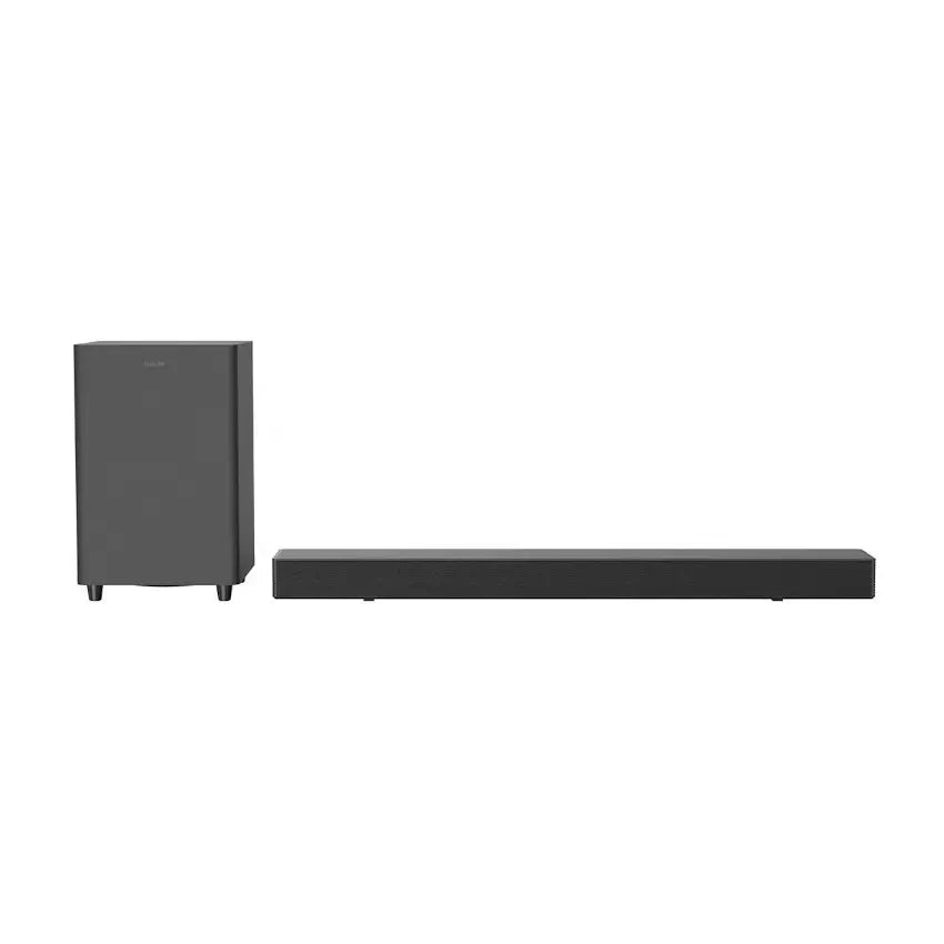 Front view of the Philips TAB8510 Black 5.1ch soundbar with subwoofer