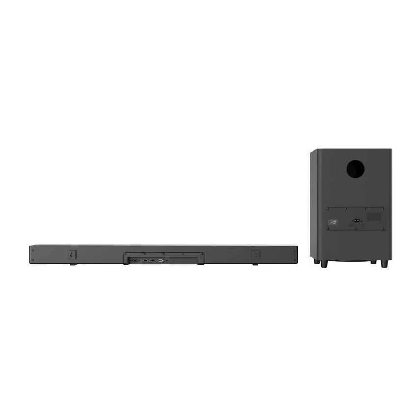 Rear view of the Philips TAB8510 Black 5.1ch soundbar with subwoofer