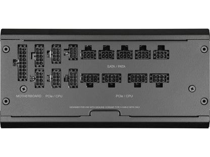 Corsair RM1200x Shift  —1200 Watt 80 PLUS Gold;10yr Warranty. ATX (1); EPS (2);PCI-E (4);12VHPWR (1);PATA (8);SATA (12)