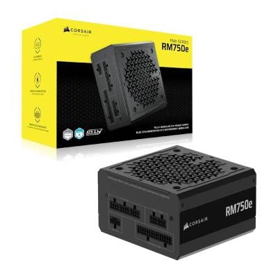 Corsair RM Series™ RM750e — 750 Watt 80 PLUS Gold Fully Modular ATX PSU; ATX 3.1 and PCIE 5.1 ; 7yr Warranty