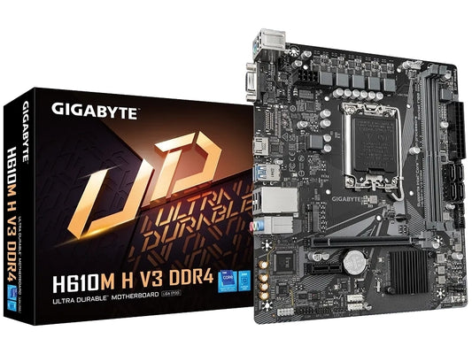 GIGABYTE Motherboard Intel® H610 Chipset for LGA 1700; 2x DDR4; 1x M2; D-Sub/HDMI; mATX